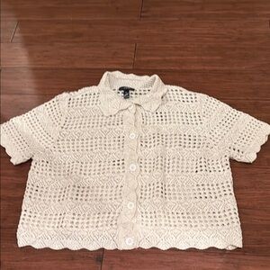 AQUA Bloomingdales Crochet Cardigan Sweater Top